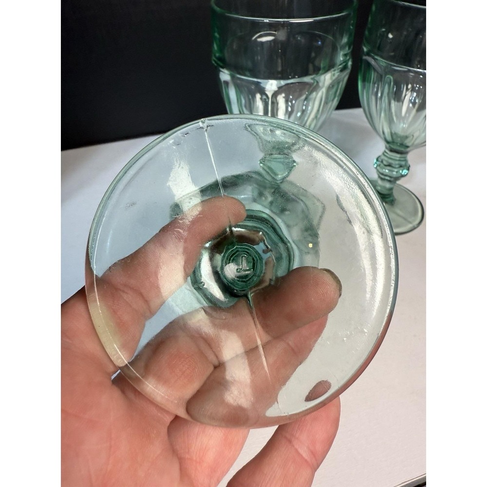 3 Vintage Libbey Gibraltar Duratuff Spanish Green 6 3/4" Water Goblets Glasses - Picture 5 of 5